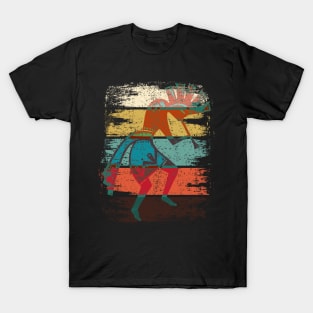 American Kokopelli On Stripes Grunge Style I T-Shirt